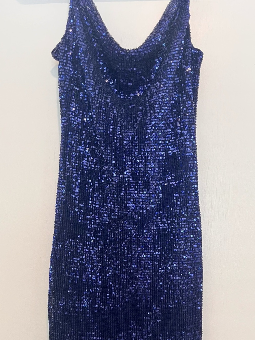 Club L Cobalt Dark Blue Sequin Cowl Neck Mini Dress NWT Sz 6